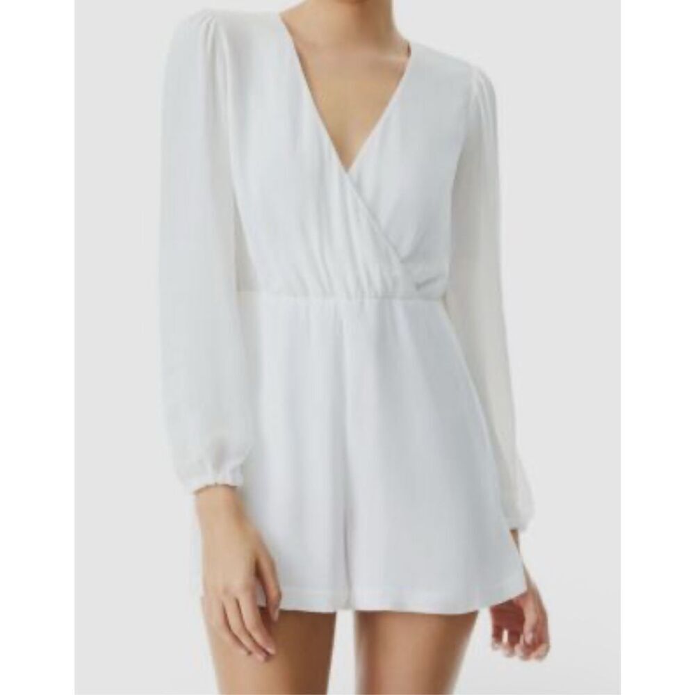 Alice + Olivia Sinclair long sleeve white romper 2